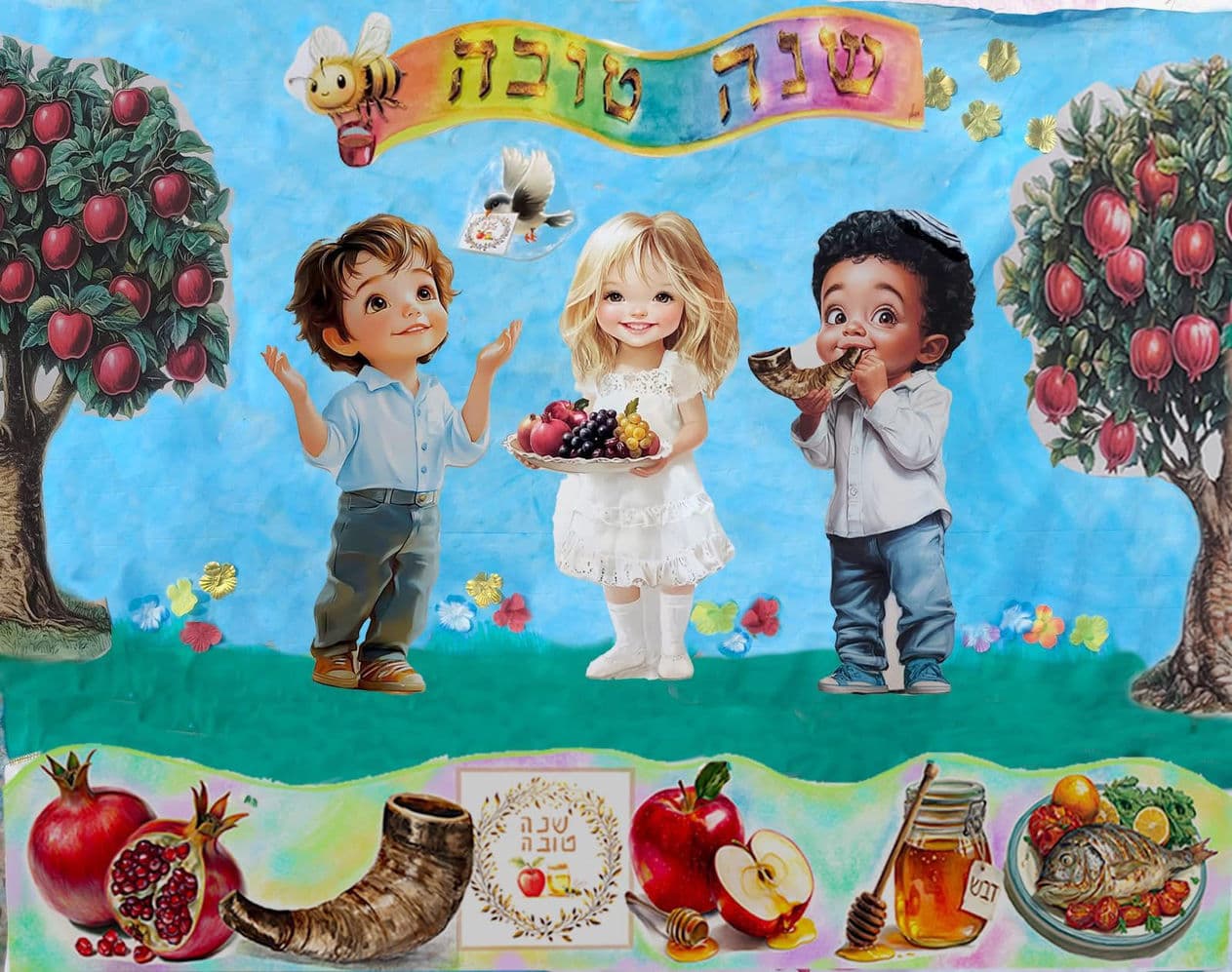 תפאורה ראש השנה לגן ילדים - עיצוב לגני ילדים